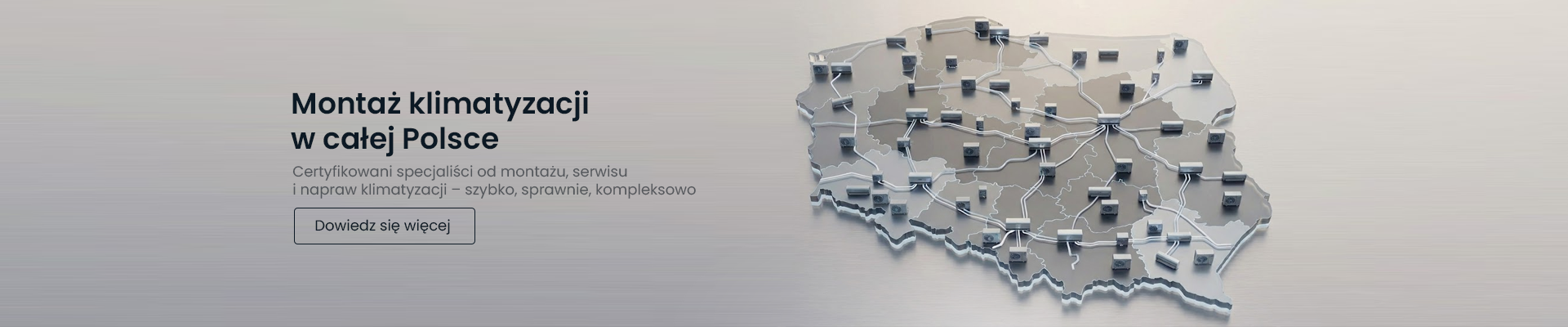 Montaż klimatyzacji w całej Polsce. Certyfikowani specjaliści od montażu, serwisu i napraw klimatyzacji – szybko, sprawnie, kompleksowo.